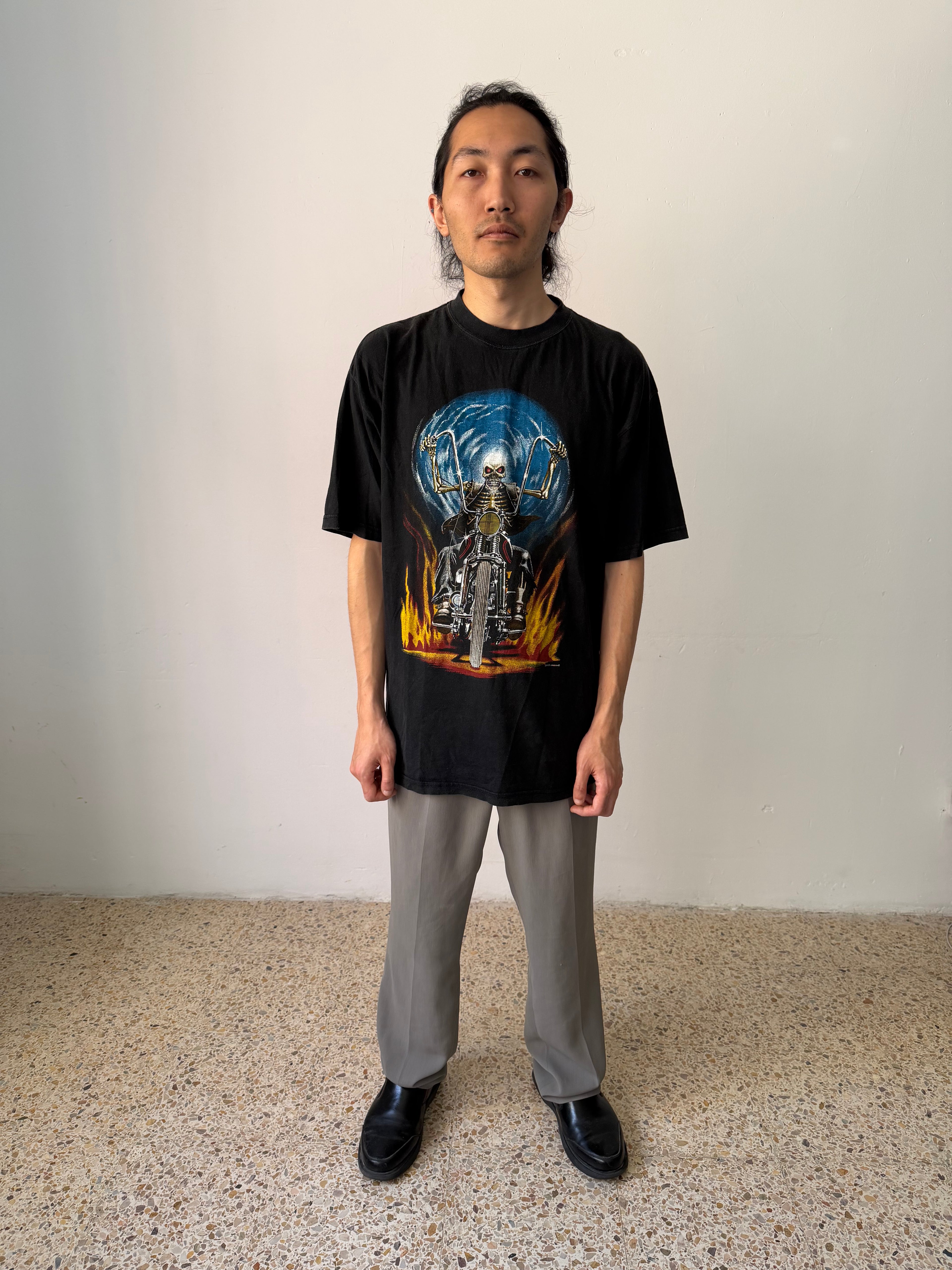 Skeleton Rider Flames Tee