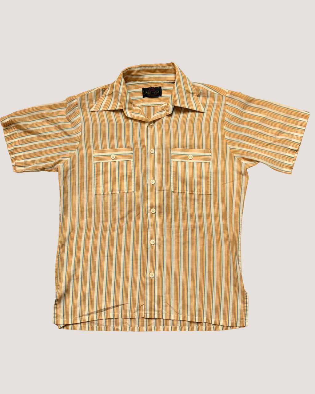 Orange Stripes Short Sleeves Shirt