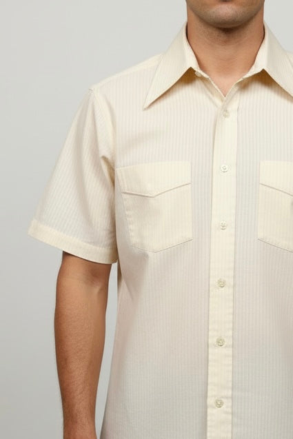 Montgomery Ward Beige Short Sleeves Shirt