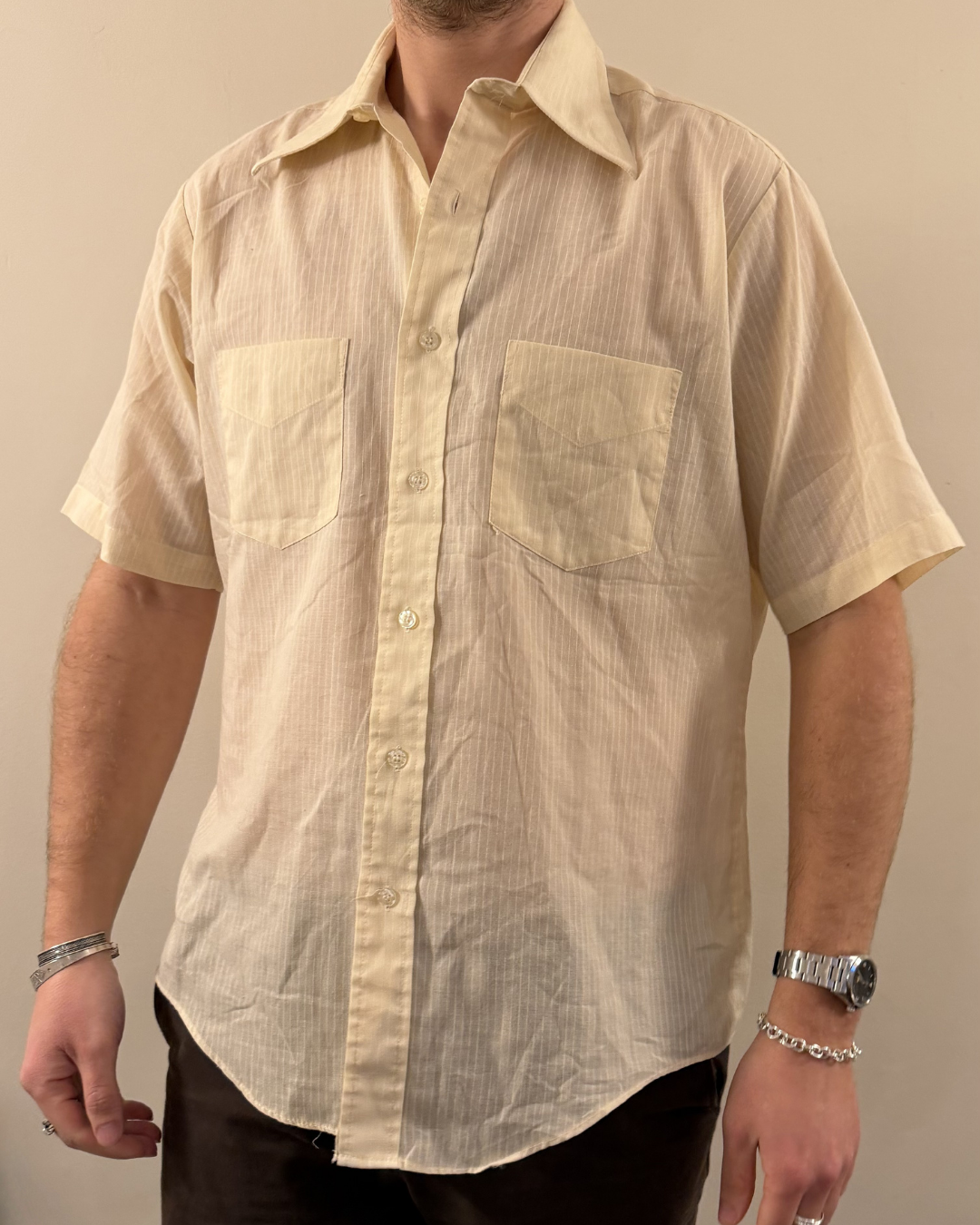 Montgomery Ward Beige Short Sleeves Shirt