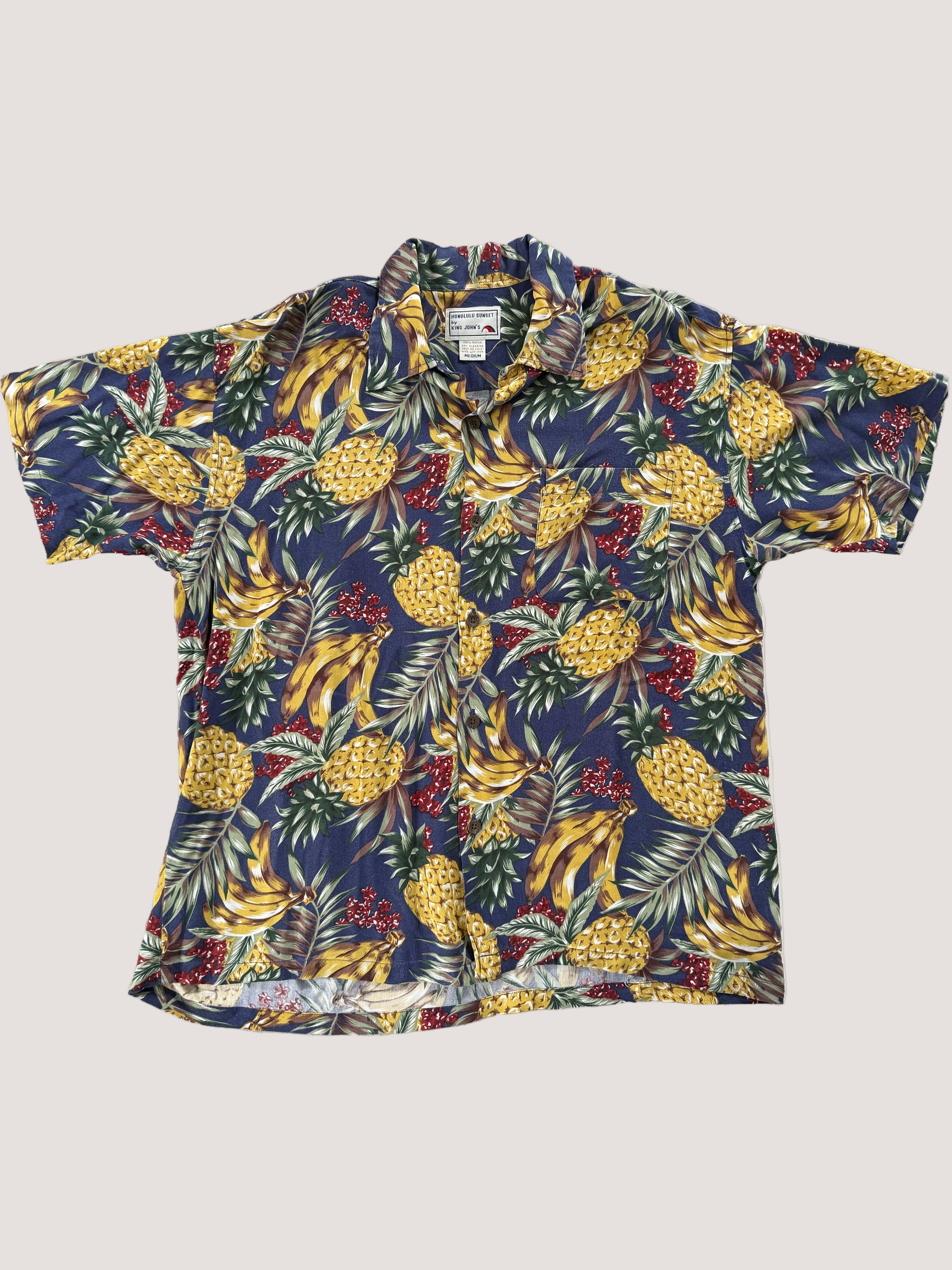 Vintage Hawaiian Shirt "Honolulu Sunset" — King John's, 100% Rayon