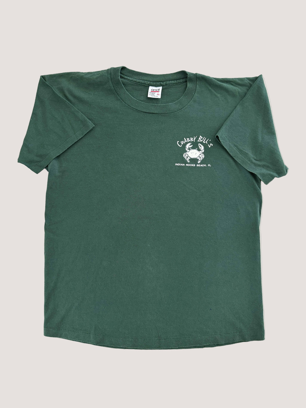 Vintage Crabby Bill's "Don't Worry Be Crabby" Single Stitch Tee — Forest Green
