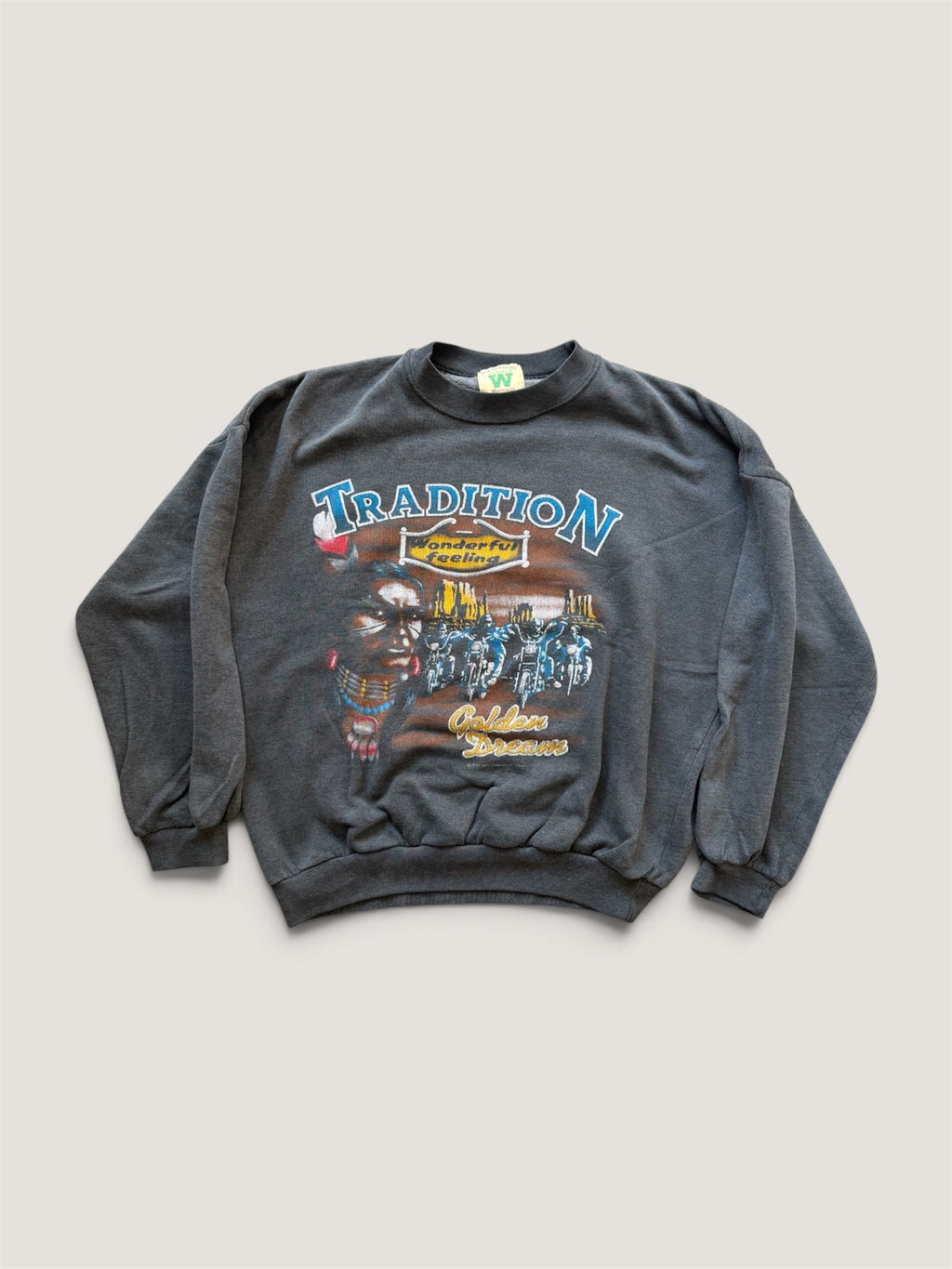 Vintage 90s “Tradition Golden Dream” Motorcycle Native American Graphic Sweatshirt