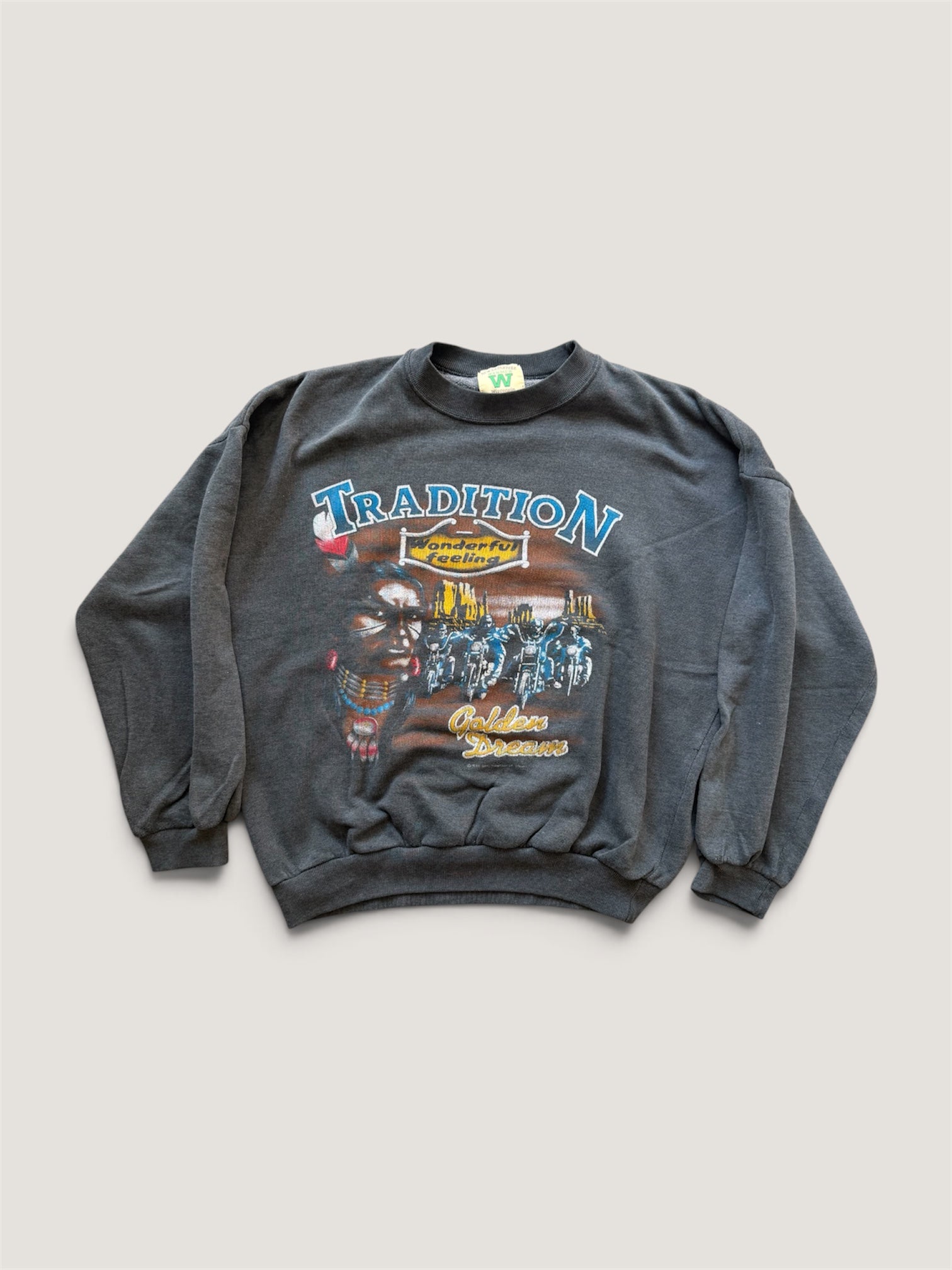 Vintage 90s “Tradition Golden Dream” Motorcycle Native American Graphic Sweatshirt