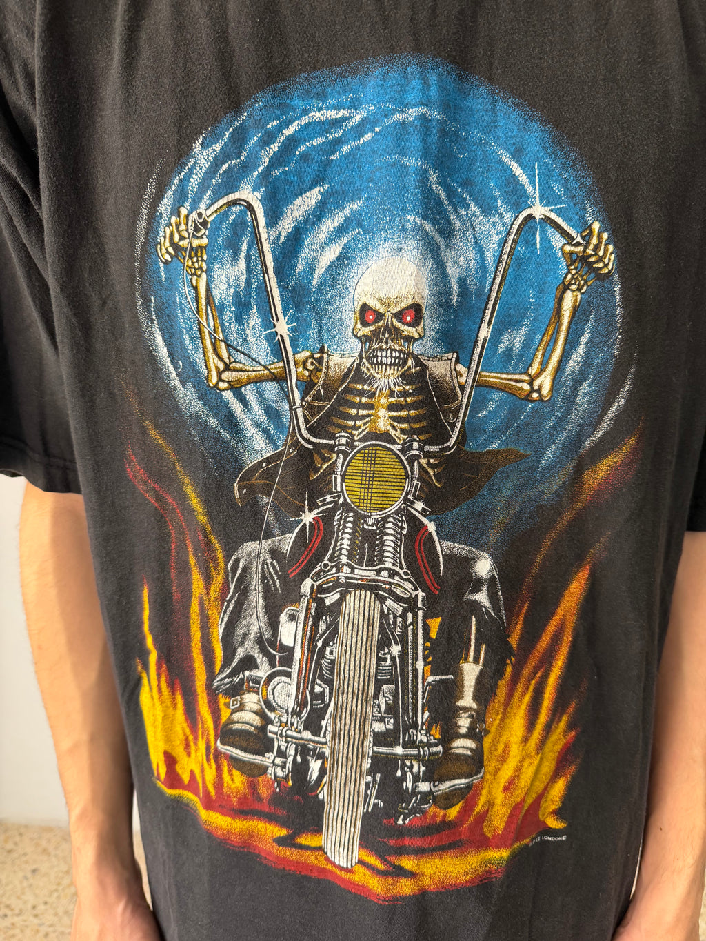 Skeleton Rider Flames Tee