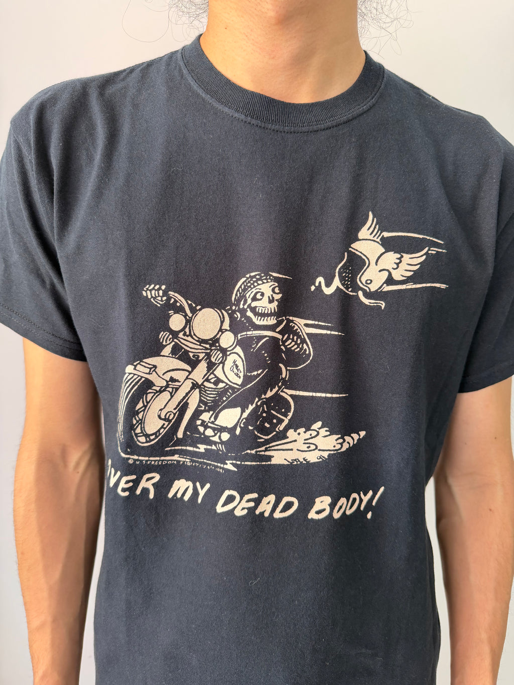 "Over My Dead Body" Skeleton Biker Tee