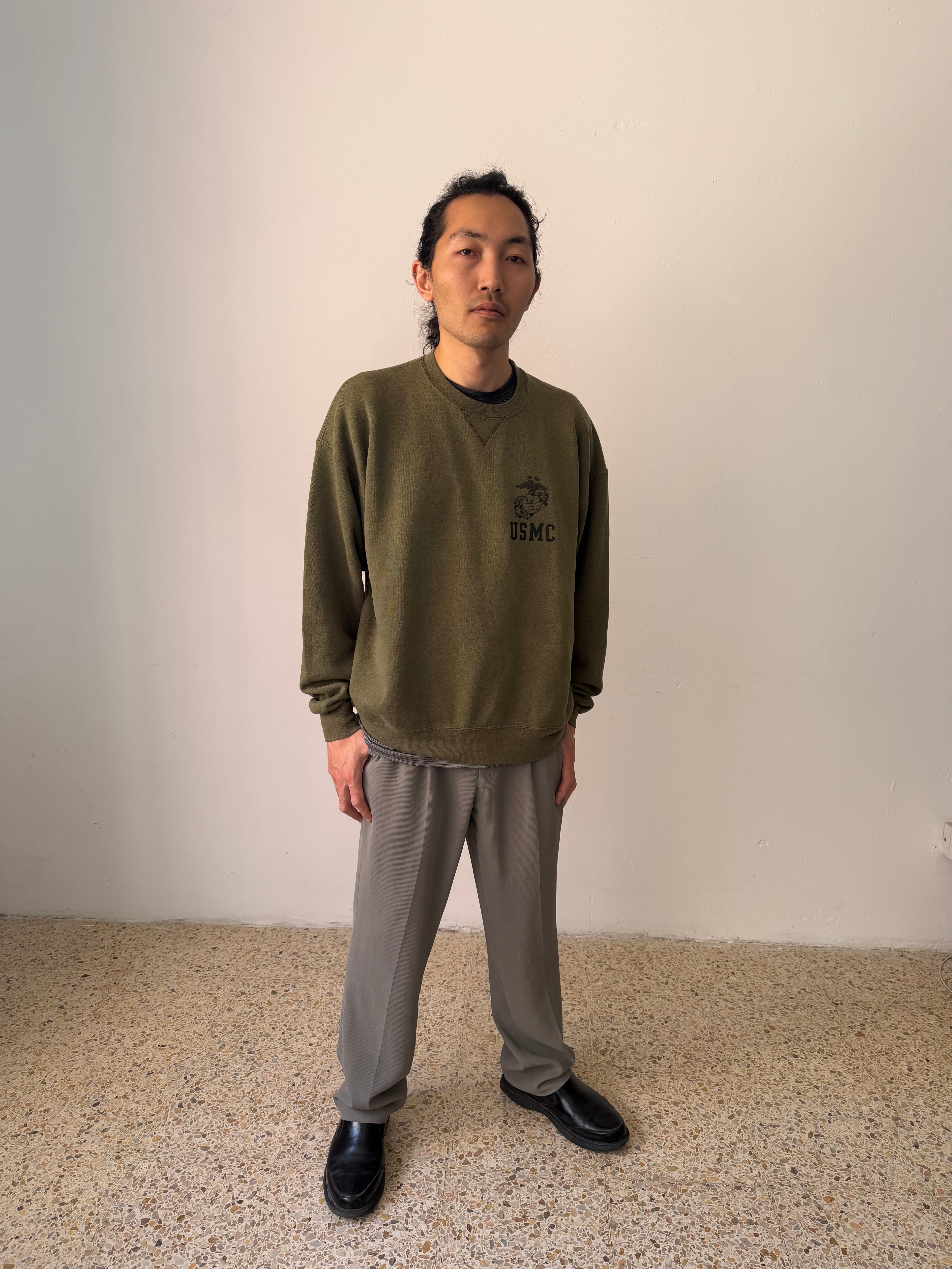 Vintage USMC Crewneck Sweatshirt — Olive Drab