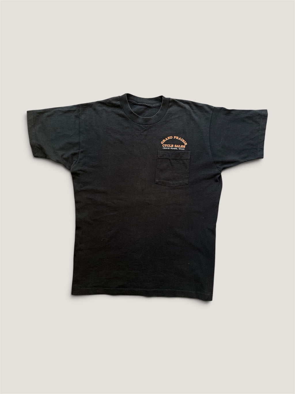 Vintage 1990 Grand Prairie Cycle Sales pocket tee