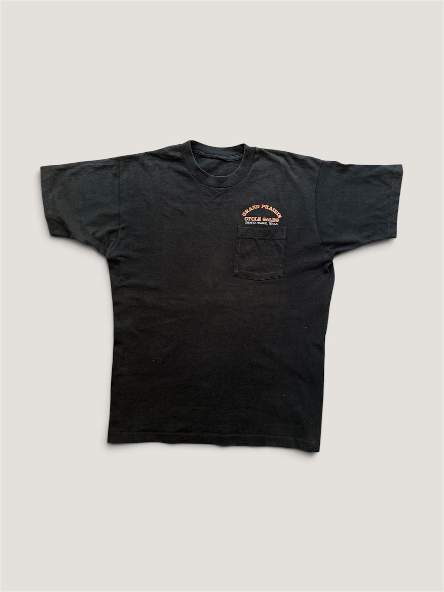 Vintage 1990 Grand Prairie Cycle Sales pocket tee