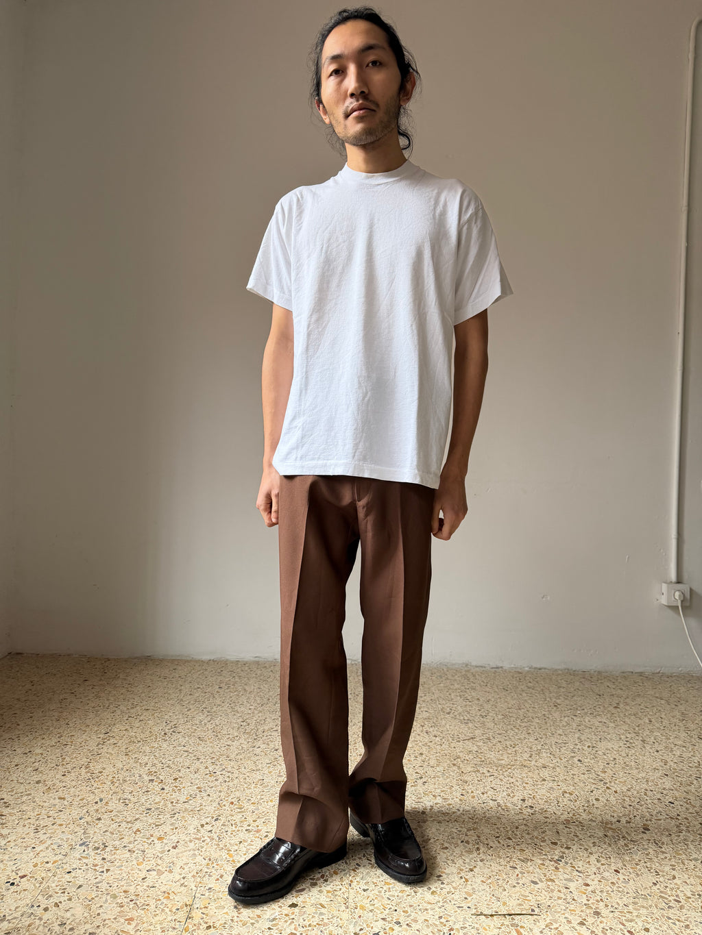 Vintage 1970s Brown Poly Pants