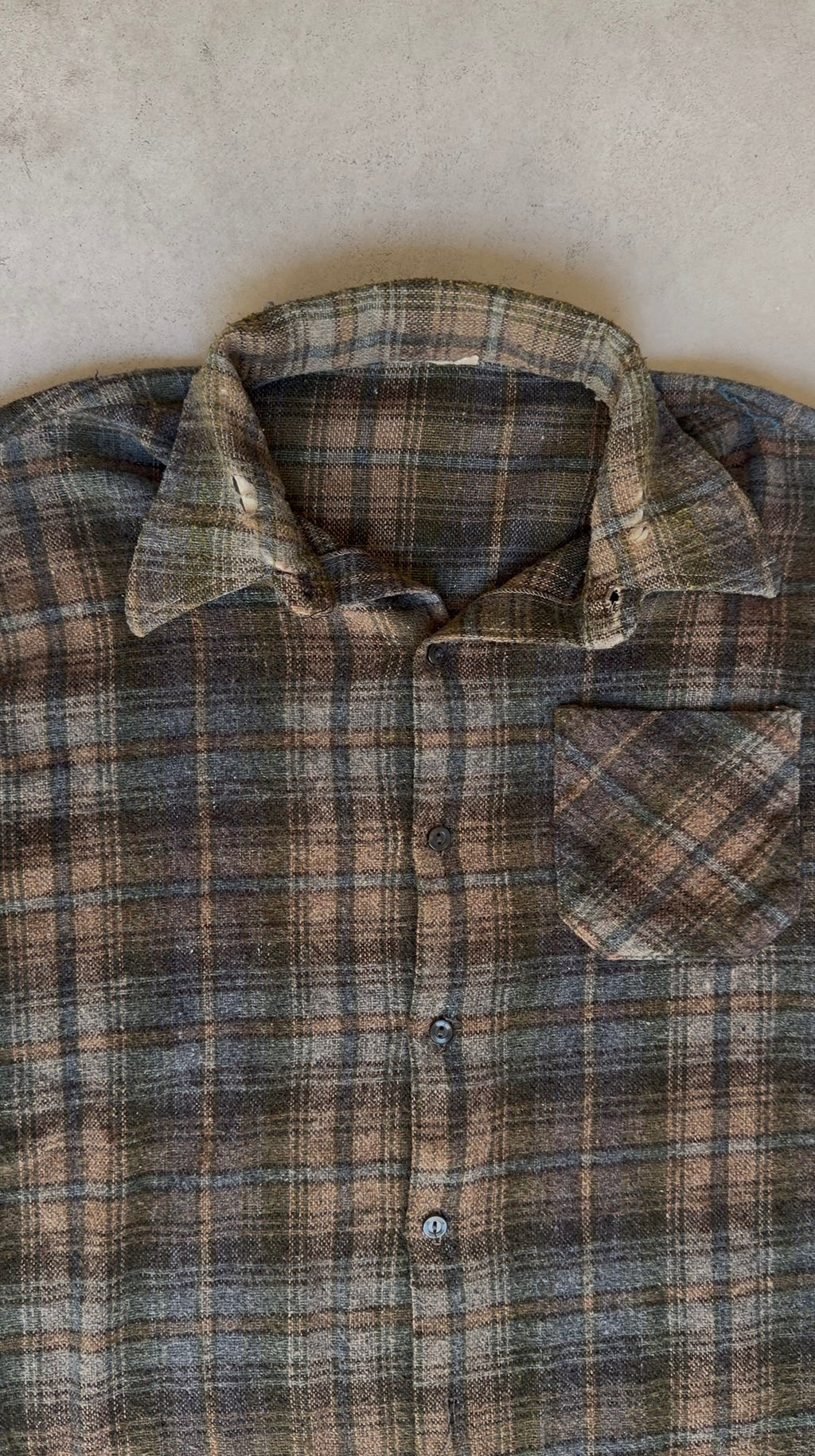 1960s French Workwear Plaid Flannel Shirt