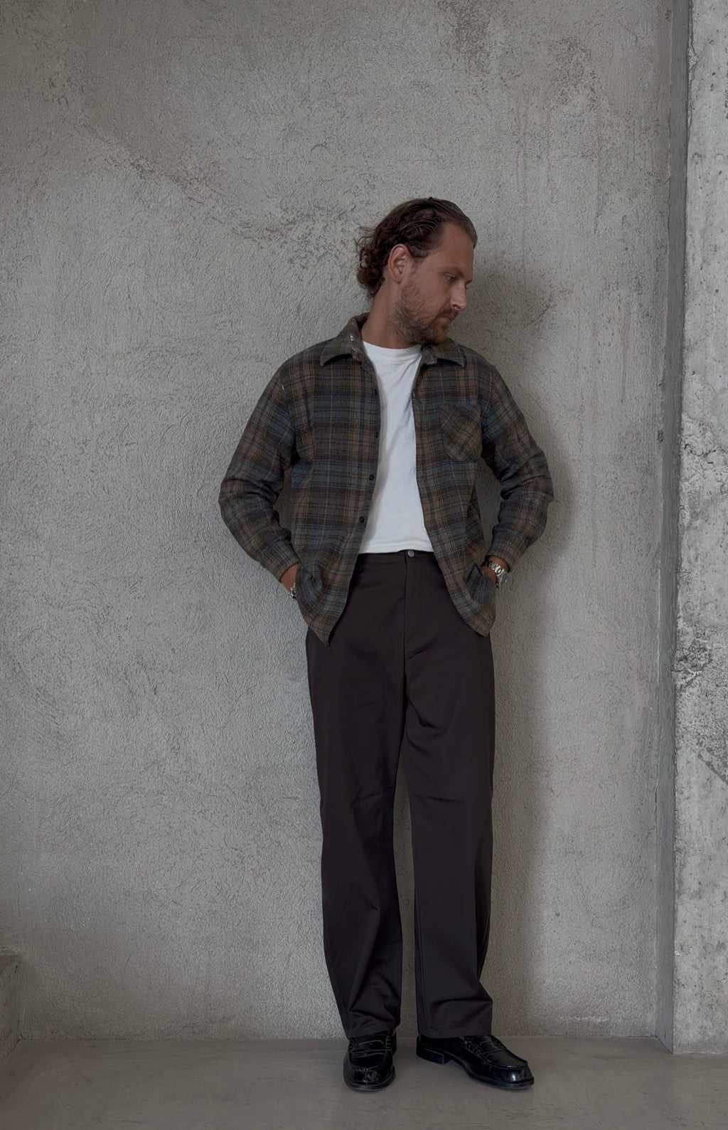 1960s French Workwear Plaid Flannel Shirt