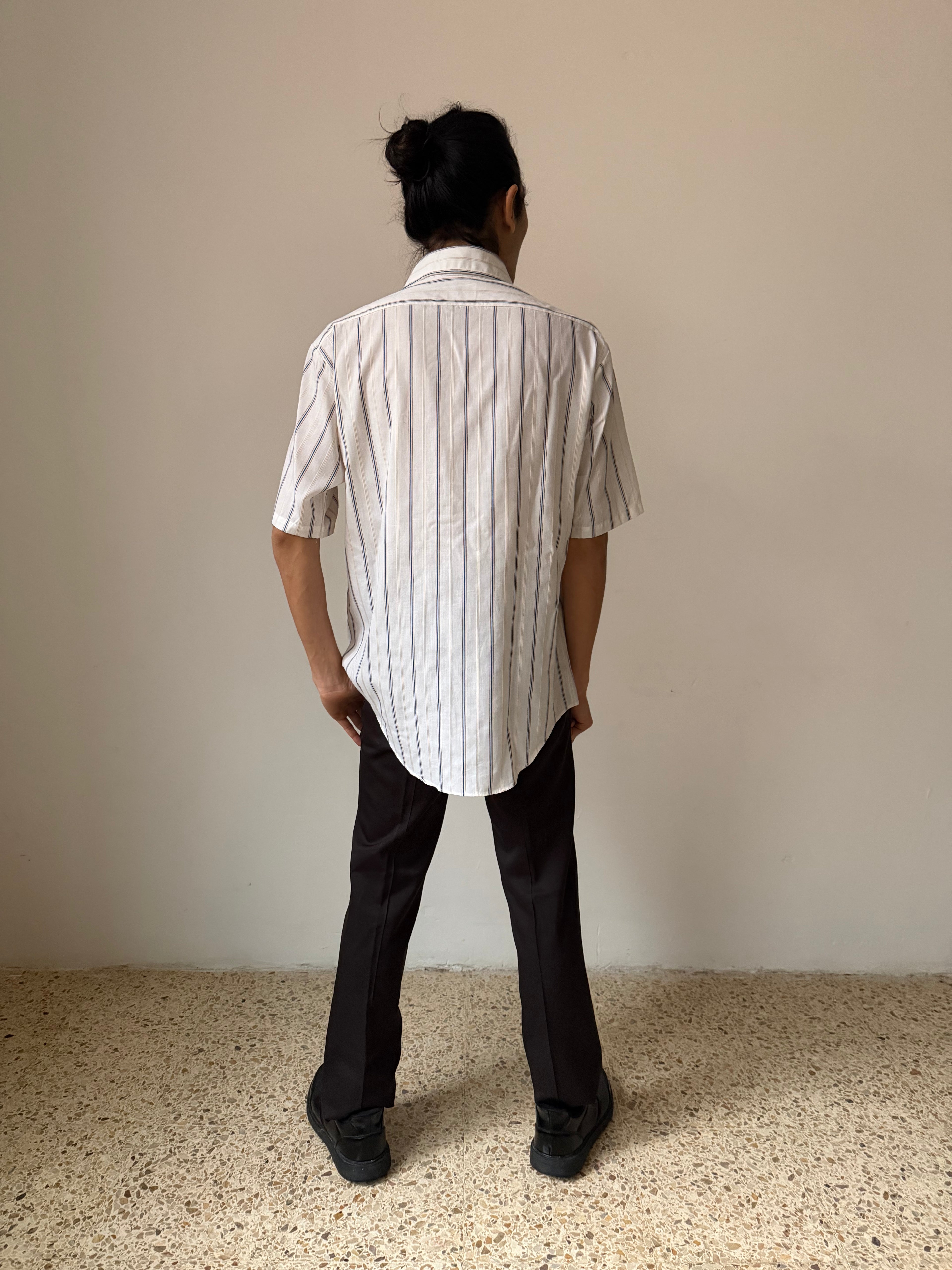 Manhattan White Striped Short-sleeved Shirt
