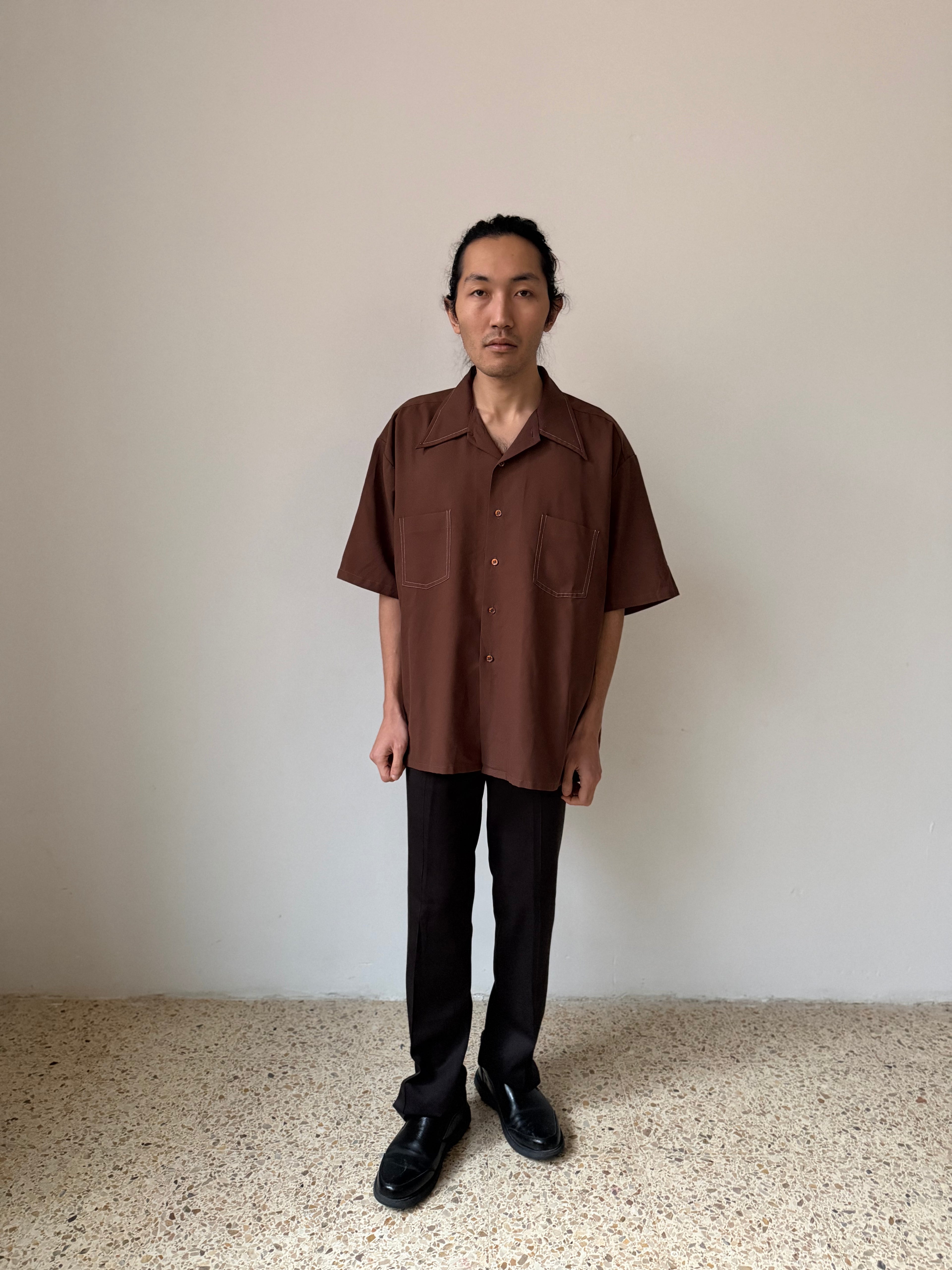 Vintage 1970s Black Poly Pants