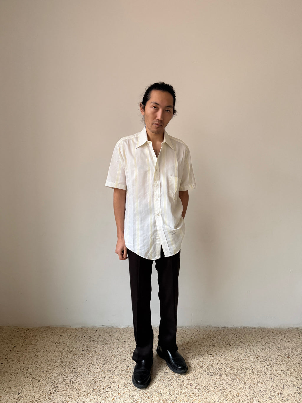 Textured Off-white Stripe Shirt