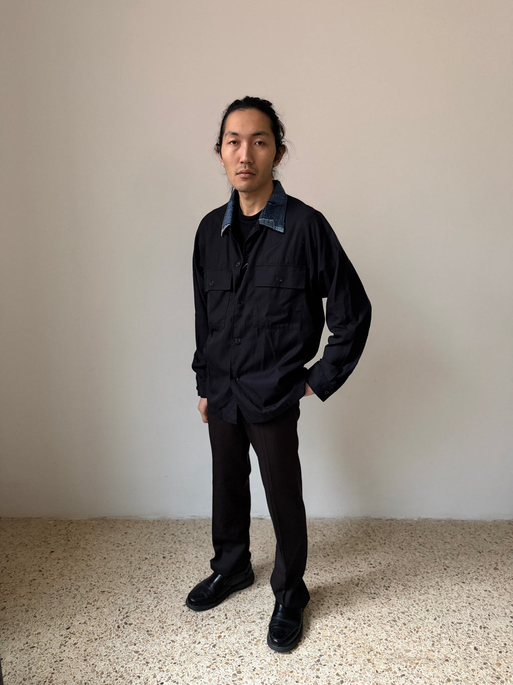 Kuon Boro collar shirt