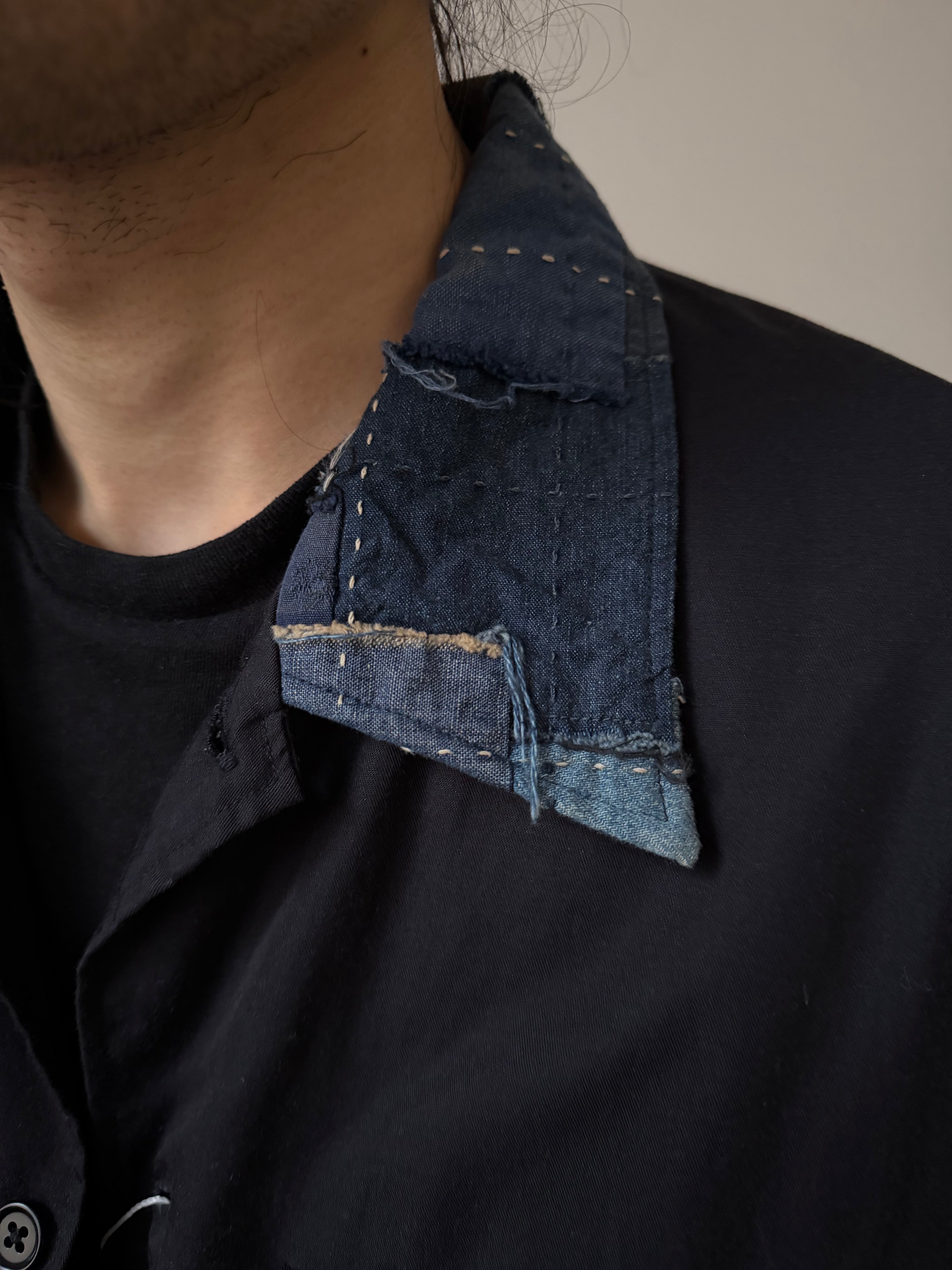 Kuon Boro collar shirt