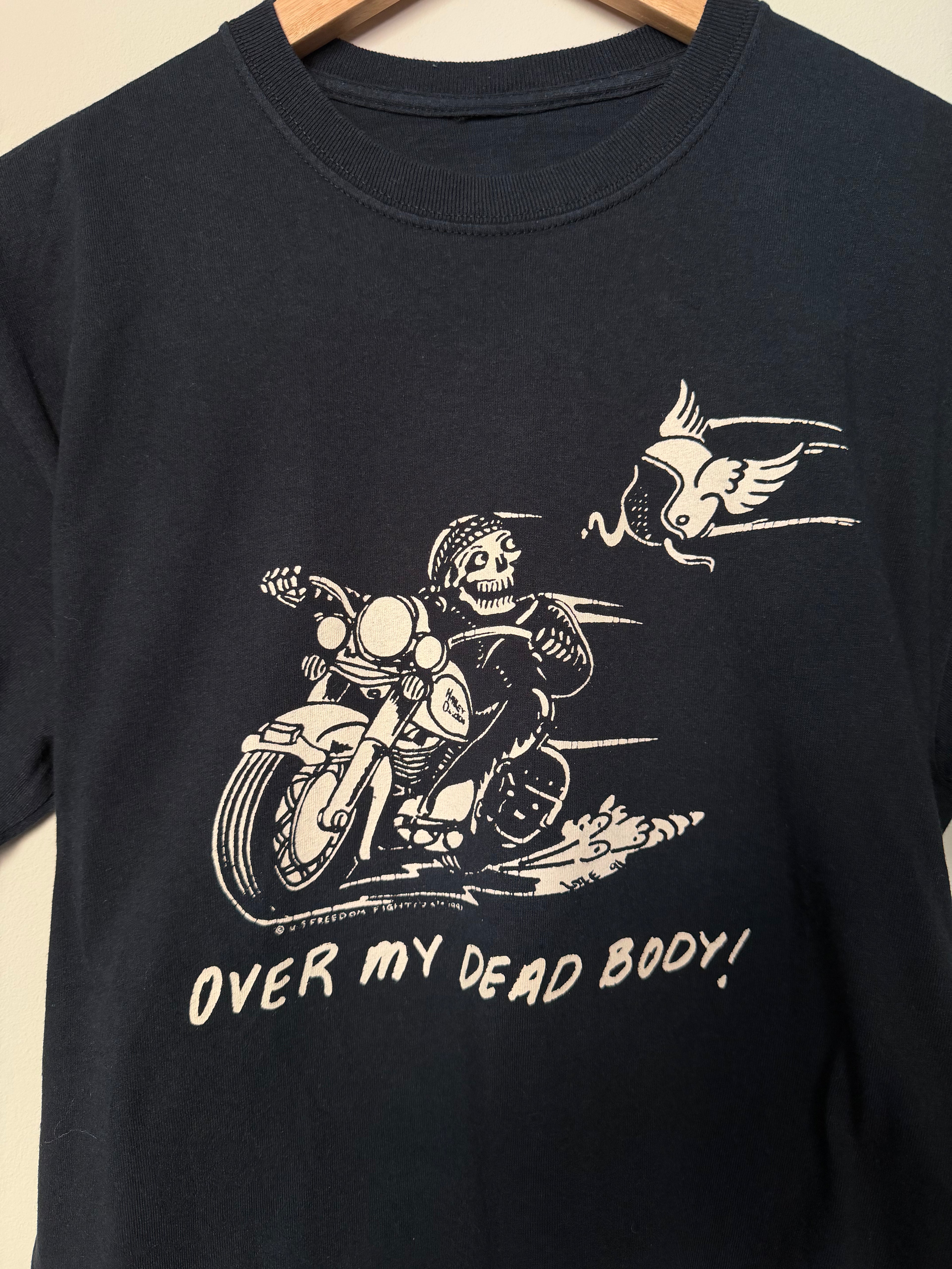 "Over My Dead Body" Skeleton Biker Tee