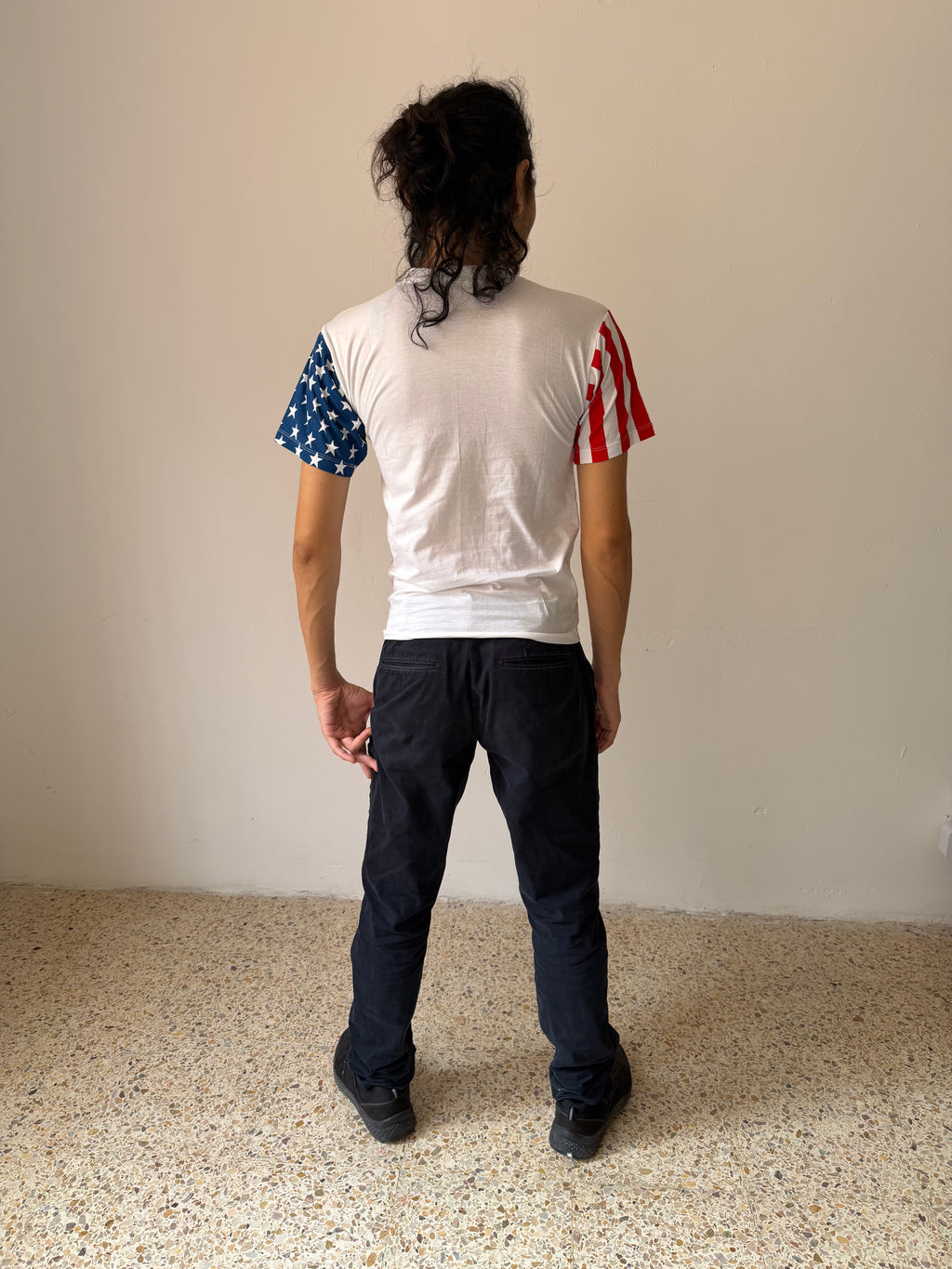 Vintage Chicago Bulls NBA USA Bootleg Flag Sleeve Tee