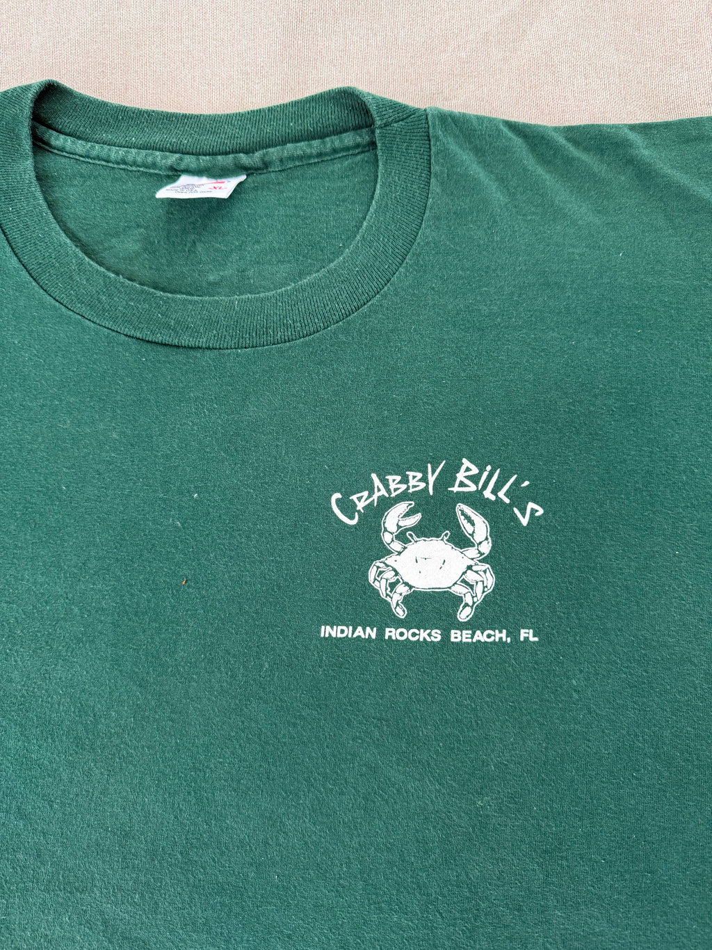 Vintage Crabby Bill's "Don't Worry Be Crabby" Single Stitch Tee — Forest Green