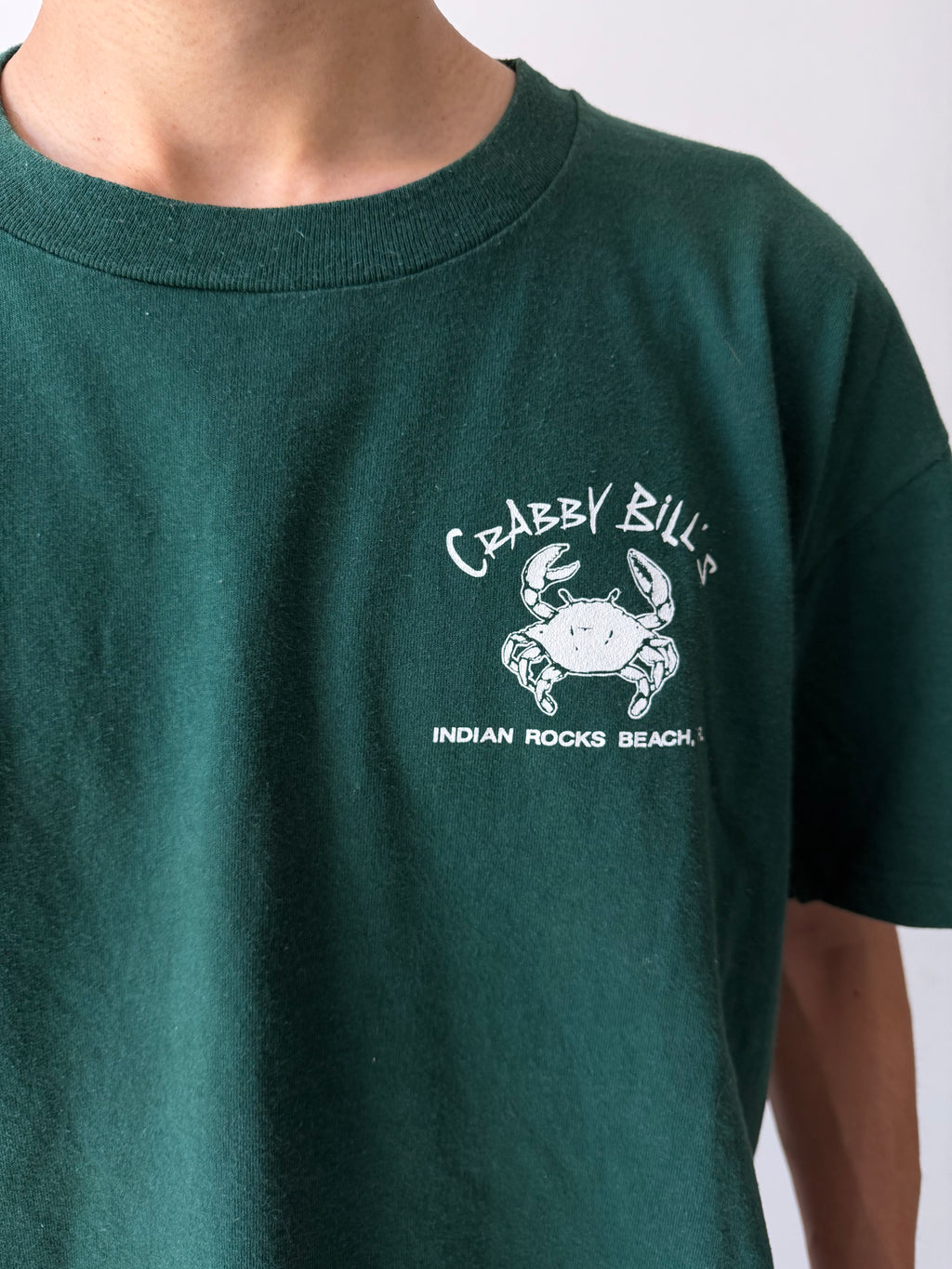 Vintage Crabby Bill's "Don't Worry Be Crabby" Single Stitch Tee — Forest Green