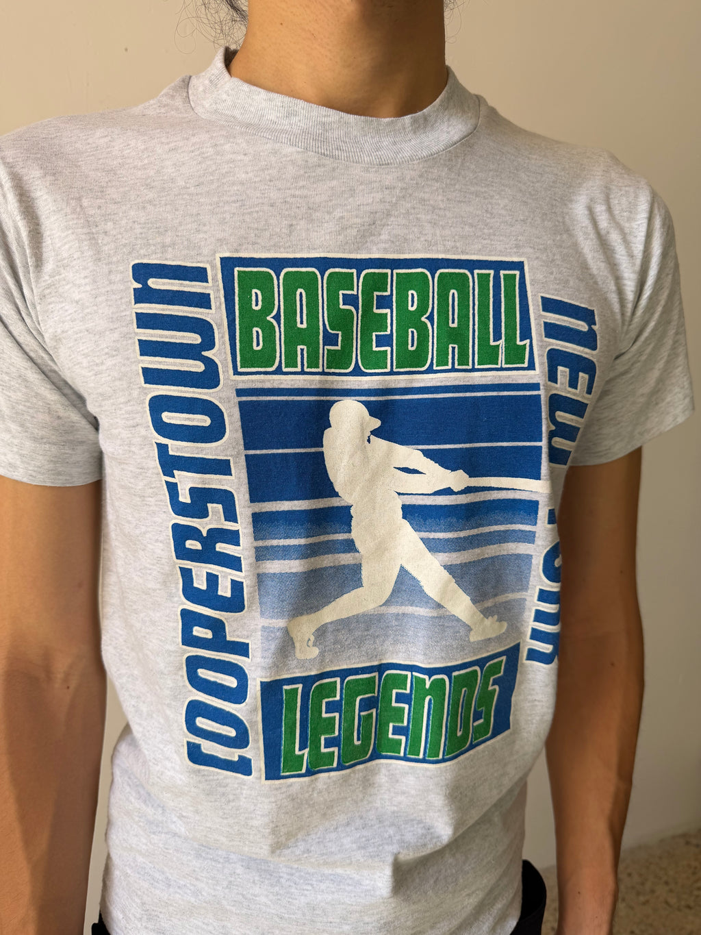 Vintage Cooperstown Baseball Legends Tee — Heather Grey