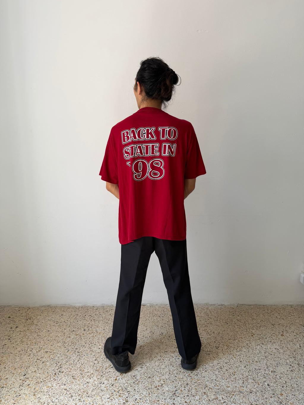 Vintage 1998 Spooner Rails "Back To State" Basketball Tee — Russell Athletic