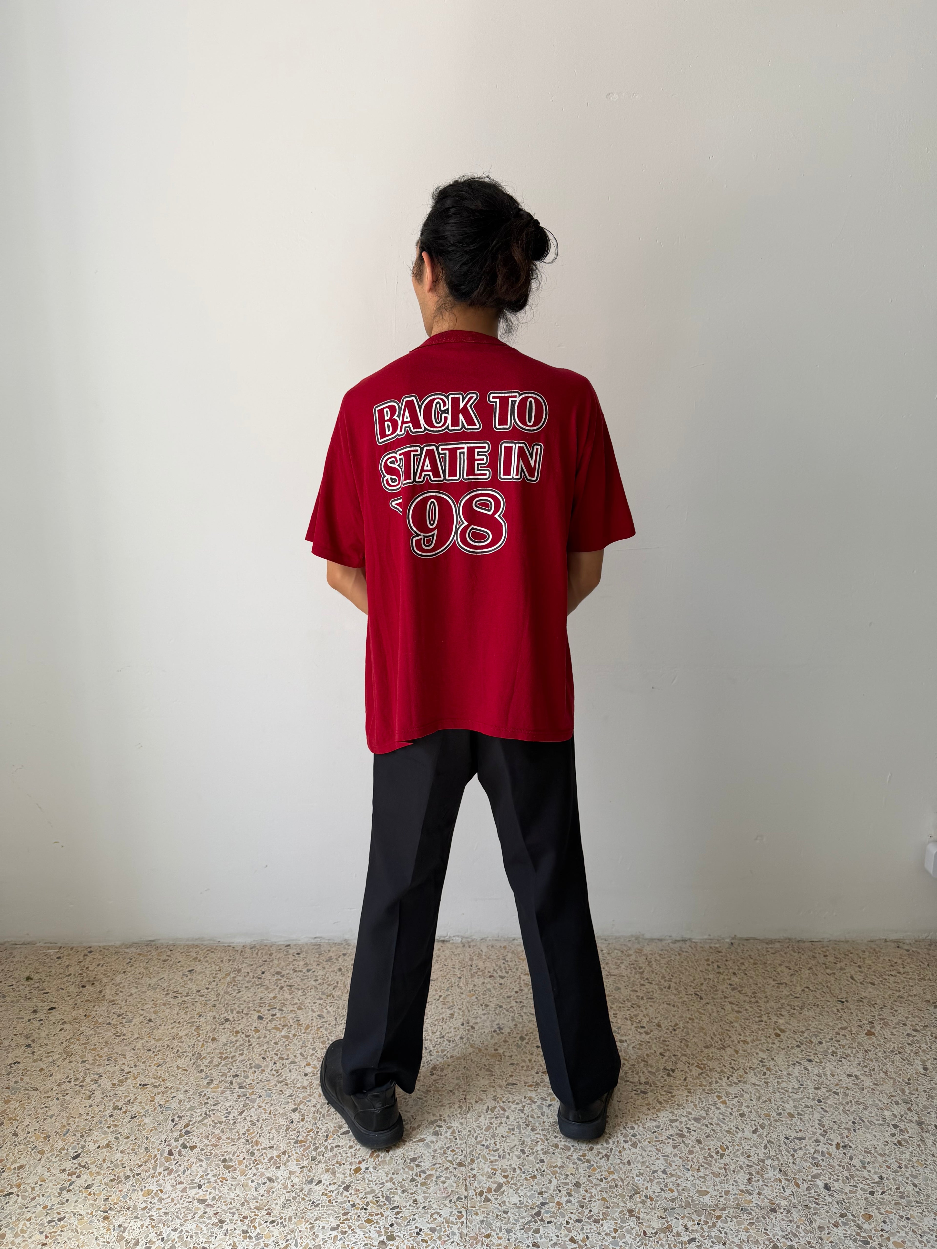 Vintage 1998 Spooner Rails "Back To State" Basketball Tee — Russell Athletic