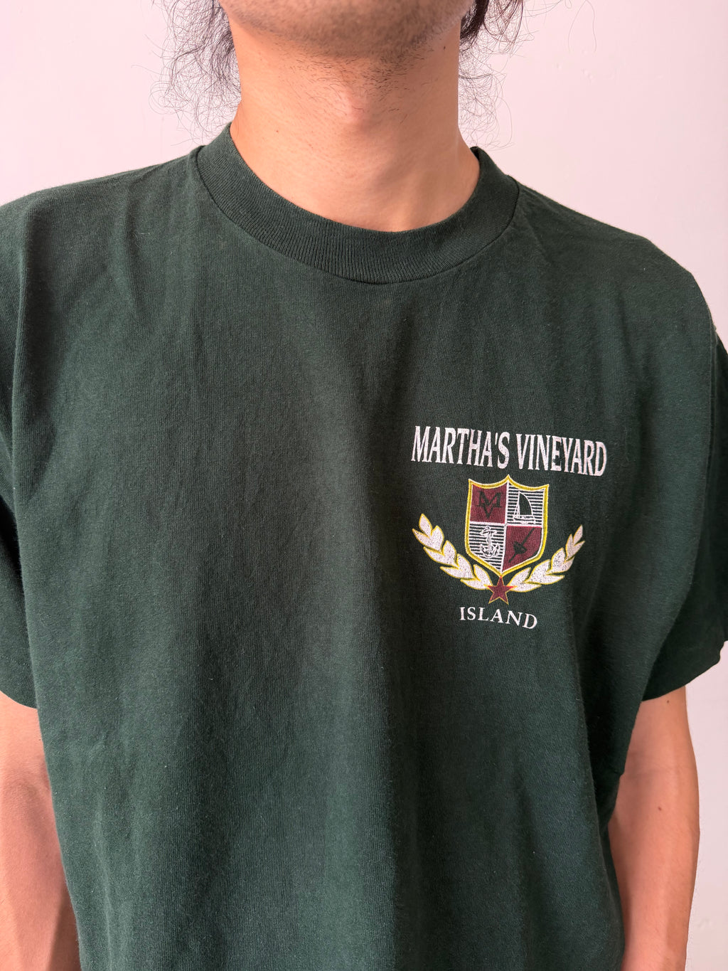 Vintage Martha's Vineyard Island Tee — Faded Forest Green