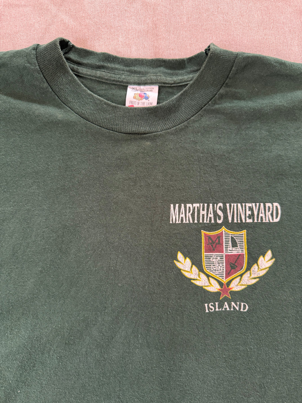 Vintage Martha's Vineyard Island Tee — Faded Forest Green