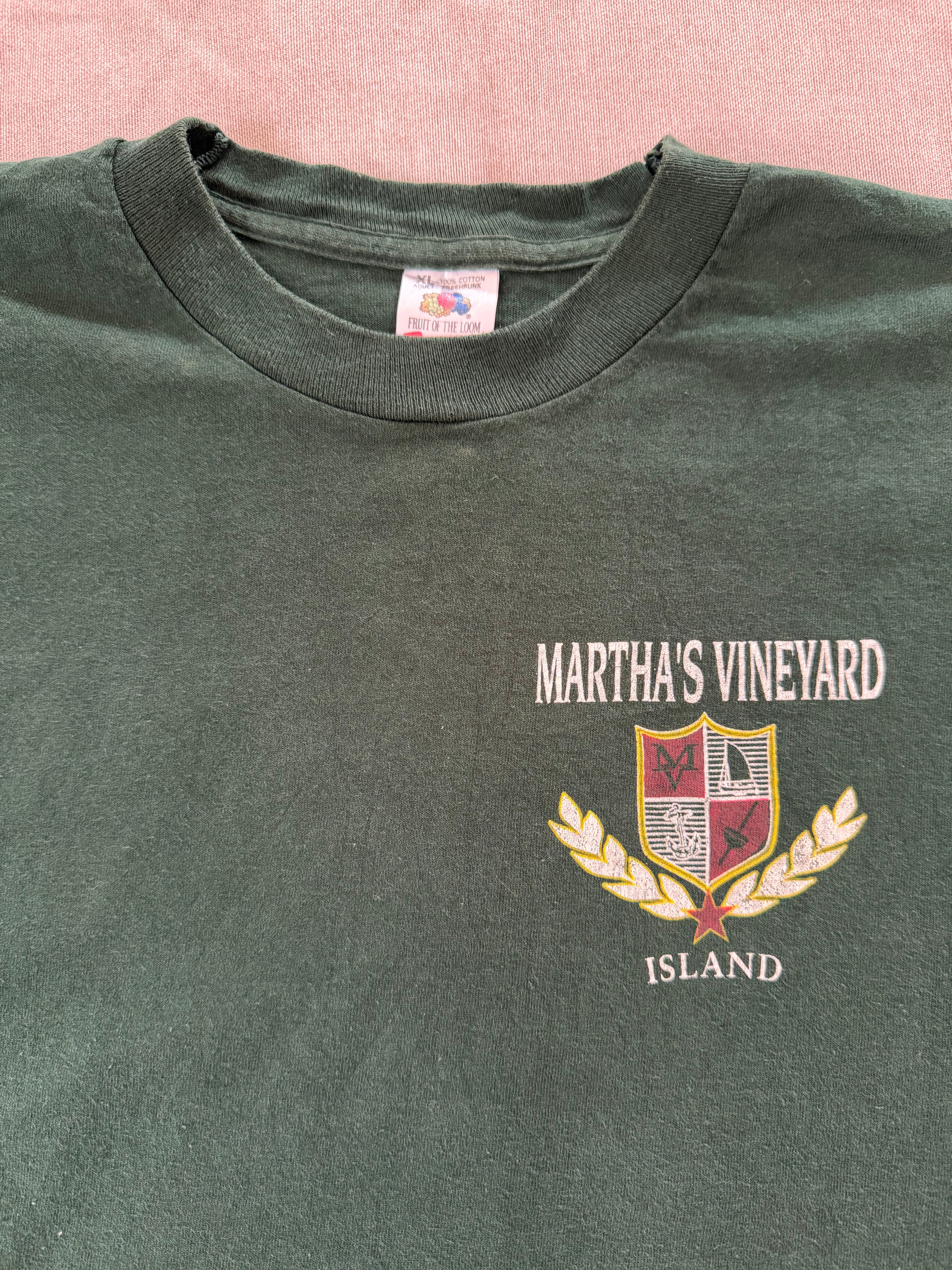 Vintage Martha's Vineyard Island Tee — Faded Forest Green