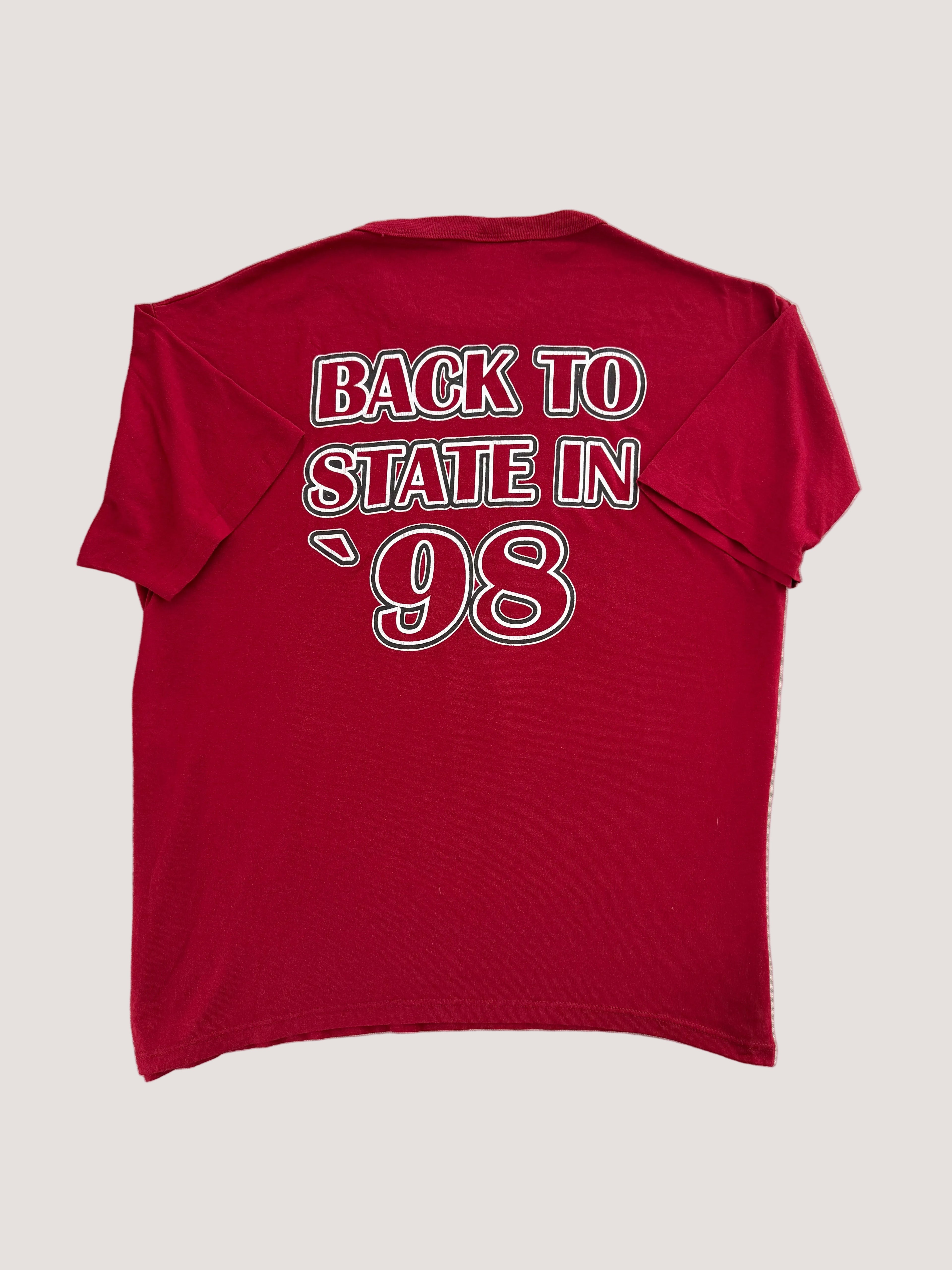 Vintage 1998 Spooner Rails "Back To State" Basketball Tee — Russell Athletic