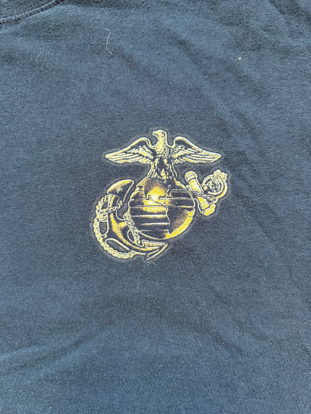 Printed Marines emblem on the front of the t-shirt