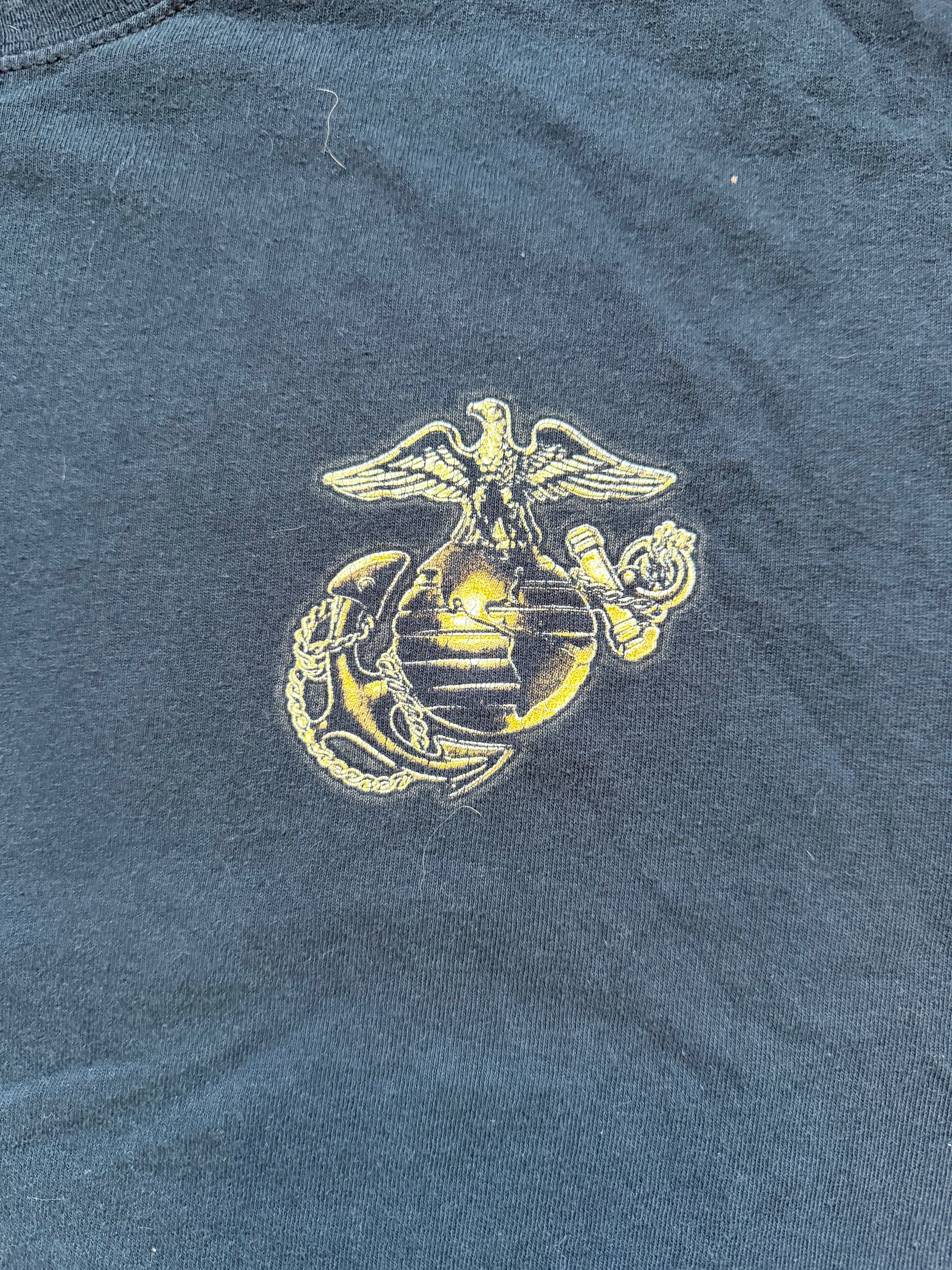 Printed Marines emblem on the front of the t-shirt