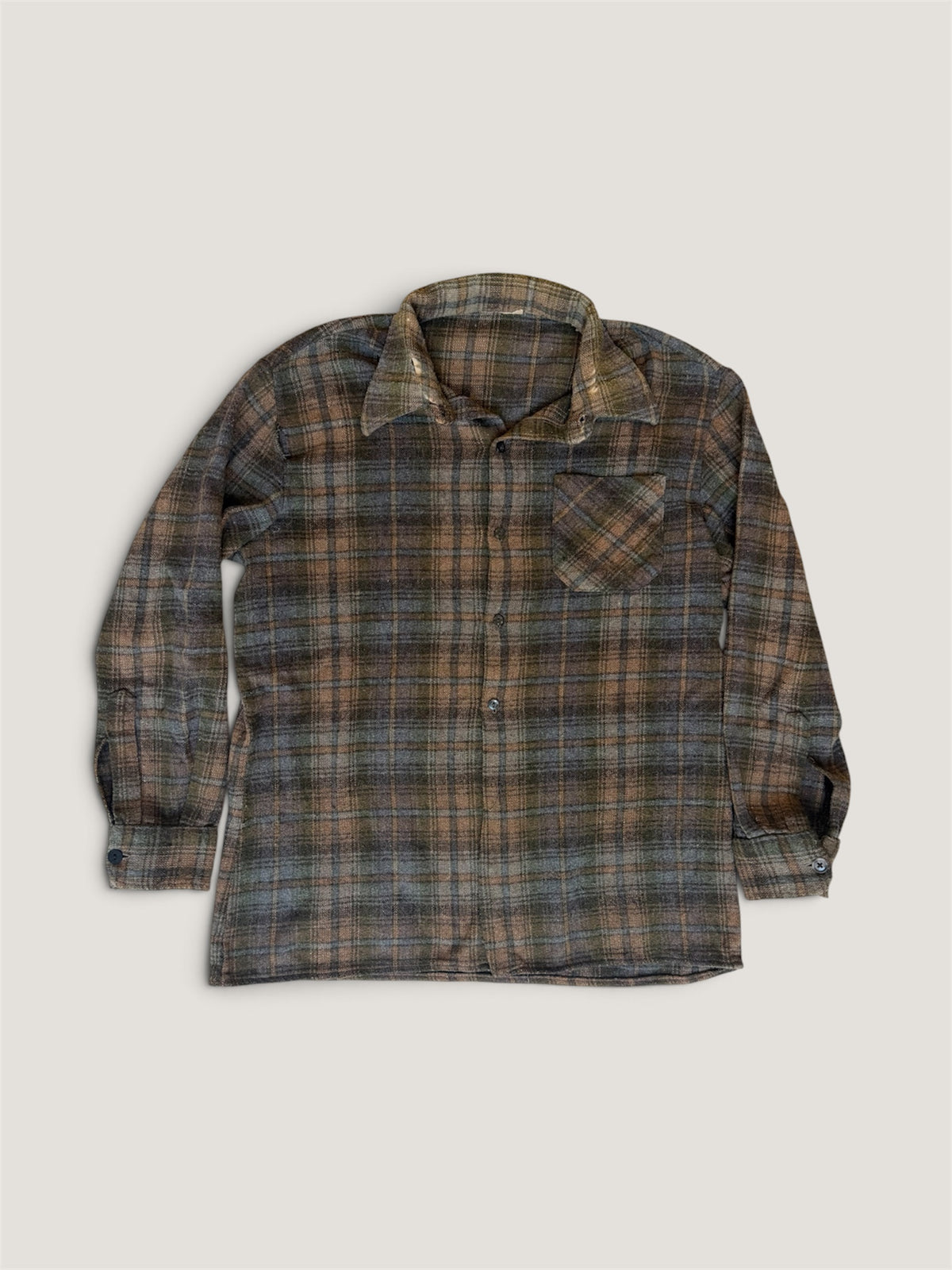 1960s French Workwear Plaid Flannel Shirt