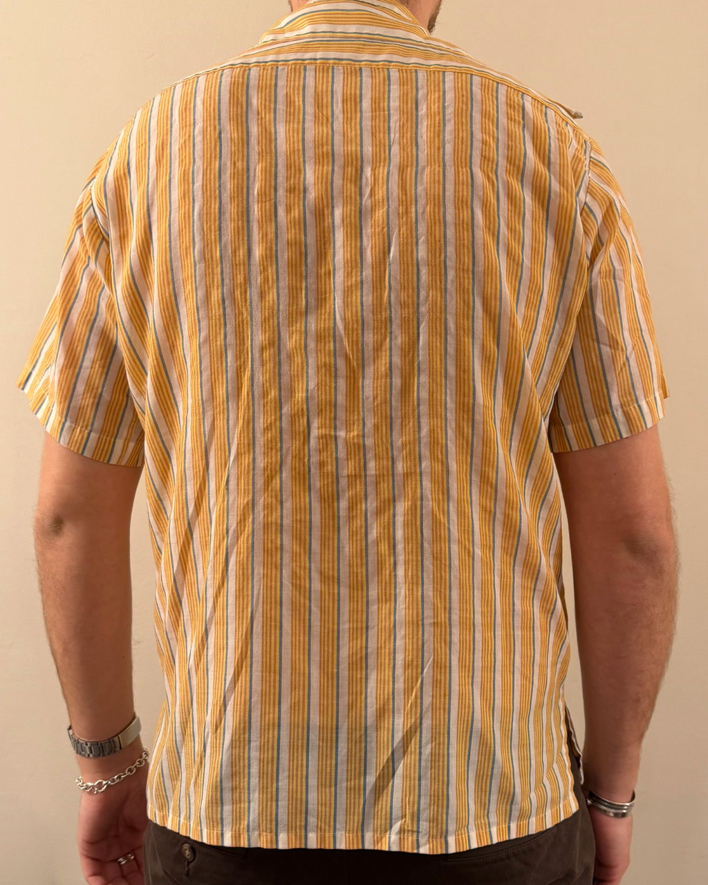 Orange Stripes Short Sleeves Shirt